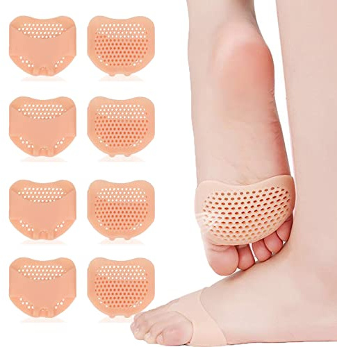 8 imbottiture per l'avampiede, traspiranti, in silicone, in morbido gel, per alleviare il dolore ai piedi e proteggere la pianta dei piedi, adatto per donne e uomini
