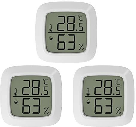 INRIGOROUS 3pcs Mini Hygrometer Thermometer Digital Room Thermometer Temperature thermometer Humidity Gauge with LCD Temperature Humidity Monitor for Greenhouse, Baby room, Cigar
