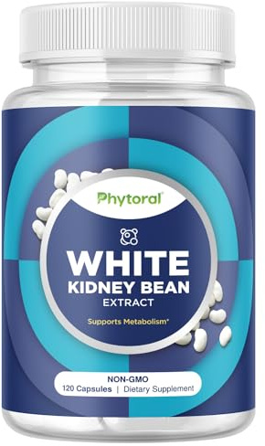 Phytoral White Kidney Bean Extract Carb Blocker - White Kidney Beans Supplement for Metabolism Boost & Ease Calories from Starchy Food - Carb Control Supplements - 120 Count