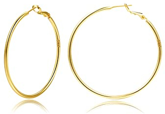 Creolen aus Sterling Silber,Gold Silber große Creolens für Damen 14 Karat echt Vergoldet Große Dünne Hypoallergen Kreis Endlose Creolen, 20/30/40/50/60/70 mm für Mädchen