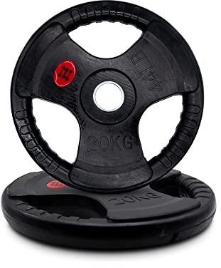 GYM DISTRICT Hantelscheiben 50mm - Fitness-Gewichte für jede 50mm-Olympia-Hantelstange - Gusseisen, gummiert, praktische Griffe - Ideale Trainingsgewichte für dein Home Gym - Verschiedene Gewichte…