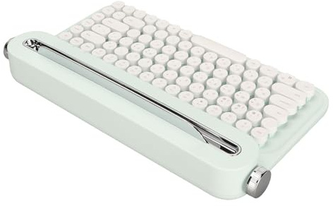 CCYLEZ Retro Typewriter Keyboard,Vintage Wireless Keyboard BT,MINI Bluetooth Keyboard Compact,86 Keys Mechanical Keyboard with a Red Esc Replacement Keycap. (Mint Green)