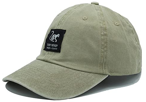 DRESSED IN MUSIC PLAY WITH ME Klassische Baseballkappe Surf Monkey® - Dad Cap aus Baumwolle ohne Struktur - Used-Look Klassische Baseballkappe Surf Monkey®, Beige, Einheitsgr��e