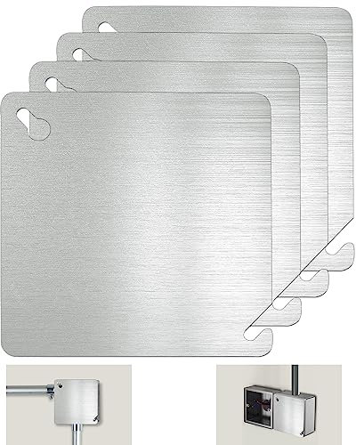 4 x 4 Metall-Abdeckplatte, 4 Stück elektrische Anschlussdosenplatte, 10,2 cm verzinkter Stahl, Metall, korrosionsbeständige Abdeckung für Elektrokästen