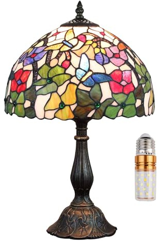 Kinbolas 12 pouces style Tiffany lampe de table vitrail abat-jour lampe de chevet lecture antique lampe de bureau salon chambre bureau vintage art déco victorien(Color:B-6)