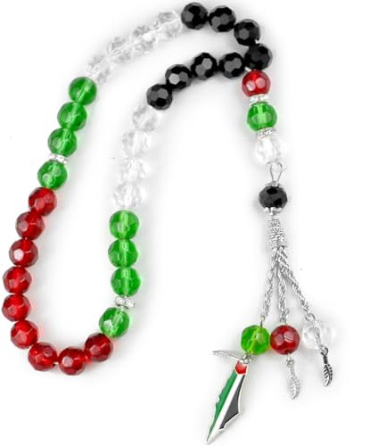 Generic 33 Beads Muslim Prayer Beads Pendant Hanging Palestine Flag Bracelet Buddhist Stretch Bracelet Rosary Supplies