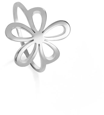 kkjoy Bague de Fleur en Acier Inoxydable Anneau de Promesse Plumeria Floral Bijoux Cadeau pour Femmes Charmant Dames
