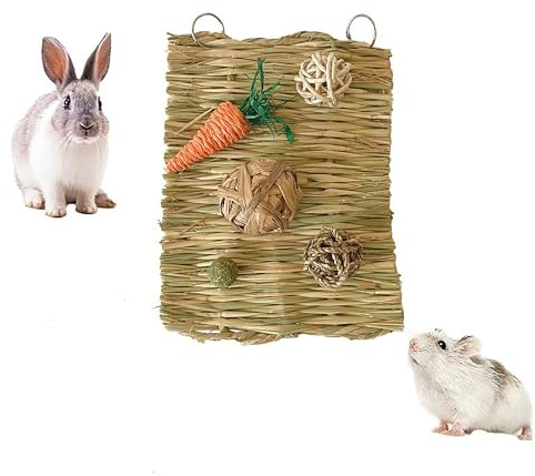 kaninchen spielzeug beschäftigung Kauspielzeug Hasen zubehör apfelstäbchen Timothy Heu Sticks Molar Zahnpflege für Hamster Meerschweinchen Chinchilla Papagei RennmäuseRatten Handgewebt Grasmatte usw