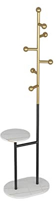 LCEVCQCQ Solide Standgarderobe, Metallgarderobe, Marmorsockel mit 6 Haken, kreativer Bodenaufhänger für Zuhause, Zimmer, für Mäntel, Hüte, Schals, Kleidung und Handtaschen