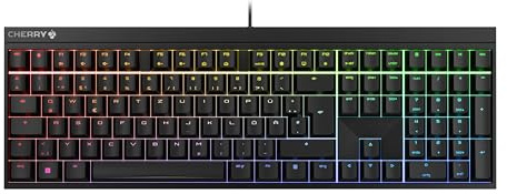 CHERRY MX 2.0S, Mechanische Gaming-Tastatur, DE QWERTZ, MX2A RED, Schwarz | RGB-Beleuchtung mit 16 Mio. Farben, Kabelgebunden (USB-A), Designed in Germany, Full-Key-Rollover, Anti-Ghosting, Game-Mode