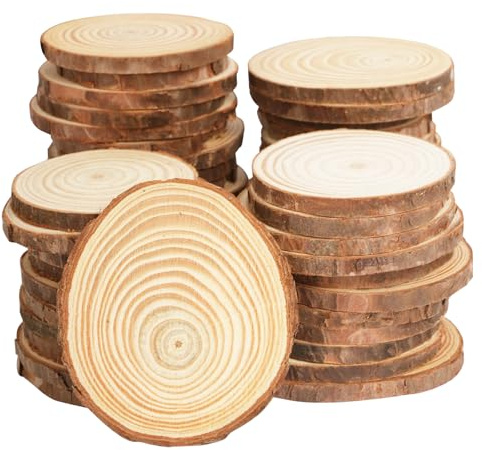 54 Stück Holzscheiben, 5-6cm Holz Log Scheiben, Baumscheiben Rund Basteln | Unvollendete Holzkreise ohne Loch, Natur Holz-Scheiben für DIY Weihnachten Dekoration Handwerk
