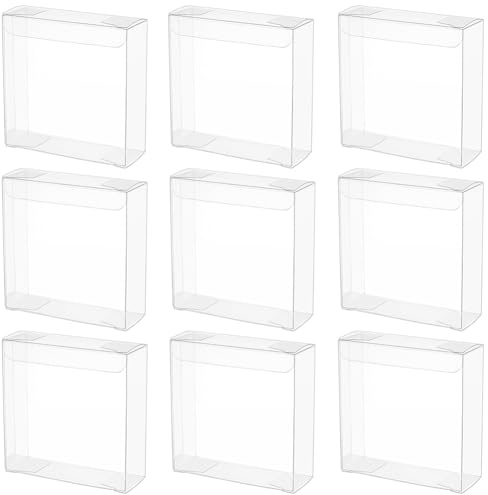 BENECREAT 20 st genomskinliga presentförpackningar, 9 x 9 x 3 cm PVC bröllopslådor för godis, choklad, födelsedagspresent, festgåva, festival presentförpackning
