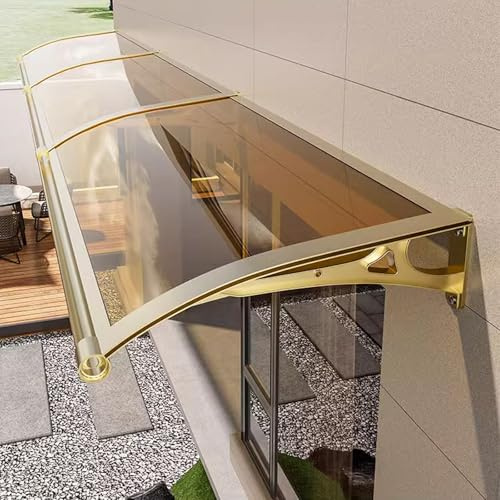 KDDFN Marquise Solaire Abri,Auvent de Porte et Fenêtres,Couverture en Polycarbonate et Support en Aluminium,d'Entrée Résistante Toit Abri Contre la Pluie et UV,pour l'Extérieur (80x210cm/32 x83,C)