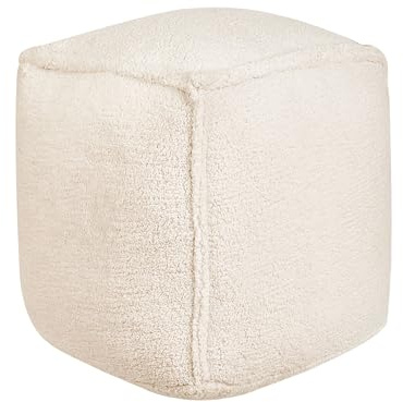 Beliani Pouf Kissen Quadratisch 40 x 40 x 40 cm Polyester und Jute Hellbeige Alipur