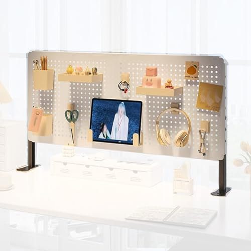 Stecktafel Präsentationsständer, Stehendes Pegboard, Magnetisches Metall-peg Board, Schreibtisch-Organizer-Set, Computer-Schreibtisch-Zubehör Fürs Büro, Lochwand Zubehör(White,60x40cm/23.6x15.7)