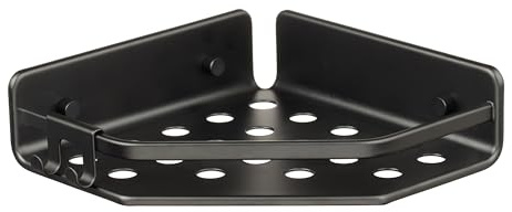 TATAY Shower Caddy Aluminium Moisture Resistant Easy Drainage | Shower Caddy Bathroom | Dimensions 20x5.5x20 cm | Quick Fix System | Screws Included | Moisture Resistant, Black