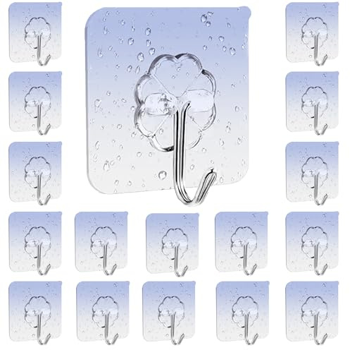 ZEIYKUJQ 30 Stück Klebehaken, Haken Selbstklebend Transparent Ohne Bohren, Wandhaken Selbstklebend Klebehaken, Mehrzweck Klebe Haken, Selbstklebend Klebehaken für Badzimmer, Küche, Büro, Haus