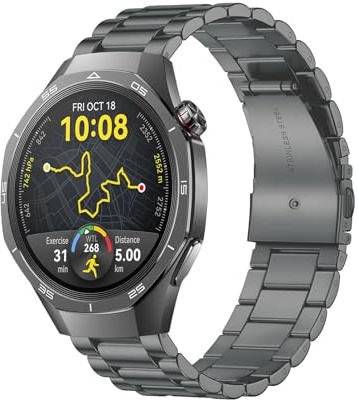 MiRowy 22mm Armband för Huawei Watch GT 5 Pro, rödfärgat stålarmband, justerbart klockarmband för Huawei Watch 4 Pro