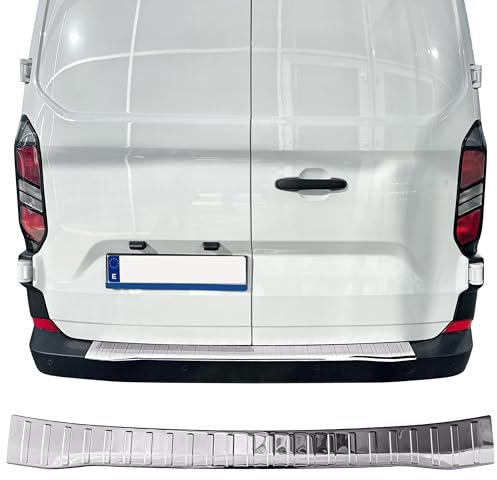 Paraurti Posteriore Compatibile con Ford Transit/Tourneo Custom (2ª Generazione) | Dal 2023+ Acciaio Inox Cromato Protezione per Bordo Bagagliaio Carico