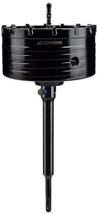 Mollom Sierra copa para hormigón 115mm (4-1/2) SDS Plus vástago 220mm | Cortador de orificios resistente,broca piloto 110 mm,tornillo antideslizante para piedra,ladrillo,pared,albañilería