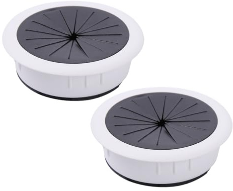 2 Pack Cable Grommets, 60mm (2-3/8 Inch) White ABS Desk Cable Hole Covers,Wire Organiser for Office & Computer Desks
