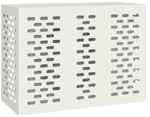 vidaXL Funda para Aire Acondicionado Blanco 110 x 50 x 80 cm Acero | Líneas limpias y un acabado blanco agradable, Hecha de metal resistente para aguantar el paso del tiempo,