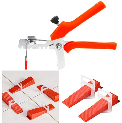 Professional 601-Piece 1.5mm Tile Levelling System Kit - 400 Upgraded 1.5mm Spacers, 200 Reusable Wedges & 1 Plier for Floor & Wall Tiling DIY Projects