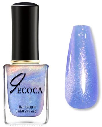 Pearl Shimmer Nail Polish - Light Blue Mermaid Nail Varnish - Pearlescent Shell Glitter Holographic Quick Drying & Long Lasting No UV Needed For Women Nail Art Decoration 8ml