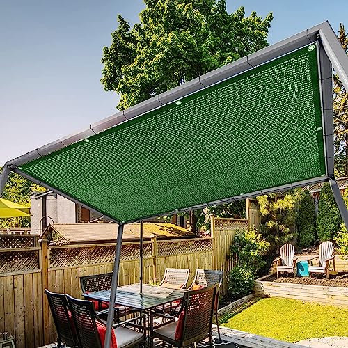 Vela ombreggiante quadrata di alta qualità, 1,5 x 8 m, in HDPE, con occhielli e corda inclusa, per patio, giardino, piscina e protezione del ponte, colore: verde scuro