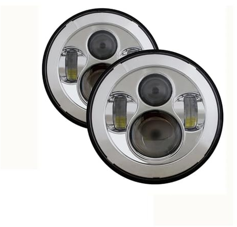 Faro Auto Per Suzuki Per Samurai Per Lada 4x4 Per Urban Per Niva Fari Anteriori A LED Da 7 Pollici Angel Eyes Rotondi Halo Luci Diurne Anteriori DRL Faro Principale Fari(No Halo Chrome)
