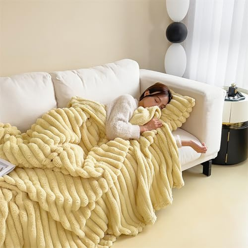 GNYVZXPLQ Tappeto da pavimento Bay Window Runner Rug, Coperta in pelliccia sintetica multicolore, diverse misure, in fibra di poliestere, a righe, for divano letto(Yellow,Throw (40 x 60))