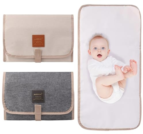 Tragbare Wickelunterlage, 2 stück, Baby Wickelunterlagen für Unterwegs Faltbare Windelunterlage, Tragbare Wasserdichte Wickelunterlage, Leicht & Platzsparend, Perfekt für Reisen & Zuhause