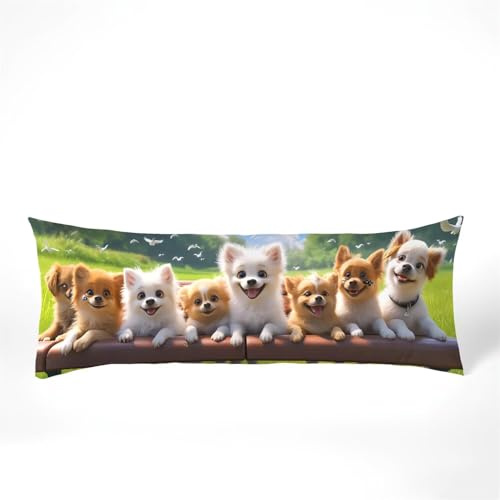 Seitenschläferkissen Bezug Hund, Landschaft Kissenbezug 40x145, Samt Verbessern Sie Schlafqualität Pillow Case Doppelseitig Drucken mit Unsichtbarem Reißverschluss für Schlafzimmer Sofa Bett,Model1040