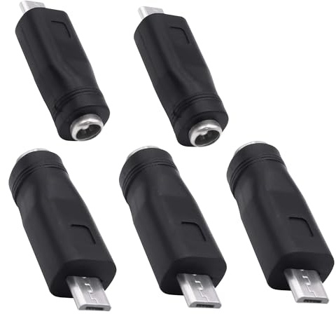 YARCHONN Adattatore da DC 5,5 mm x 2,1 mm a Micro USB DC 5521 femmina a micro USB maschio, convertitore di alimentazione connettore caricabatterie per laptop, tablet, smartphone, 5 pezzi