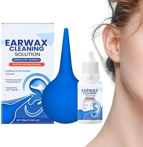 Ear Wax Removal Drops,Ear Wax Remover Kit with Bulb Syringe - Natural Softener for Hardened Tinnitus Itchy Buzzing Shower Swimming Daily Travel Home Men Women Seniors Adults