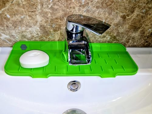 Glamourvista Silicone Faucet Mat 36cm – Sink Splash Guard & Drip Catcher for Kitchen & Bathroom – Non-Slip, Heat Resistant, BPA-Free Silicone Drying Pad – Easy to Clean (Green)
