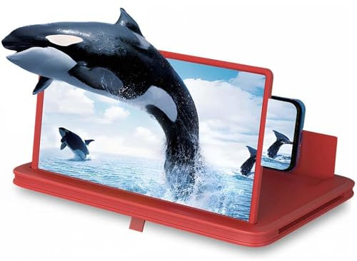2026 3D Ultra HD Phone Screen Magnifier – Turn Your Mobile Into a Big Cinema! Foldable Screen Amplifier & Phone Projector for Smartphone/iPhone (Red, 14in)