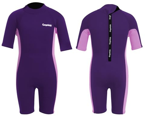 Gogokids kortärmad våtdräkt för barn, 2,5 mm kortärmad neopren baddräkt för pojkar och flickor – barns vårdräkt för simning, surfning, strand, pool – åldrarna 2-10 år