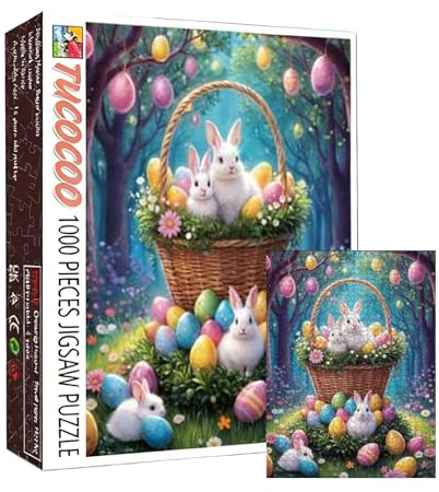 Puzzle | 70x50 cm Dekoratives Bildpuzzle - 1000 Teile Osterhase Puzzle Für Erwachsene - für Anfänger und Familienaktivitäten im Bauernhaus Stil als Wanddekoration für Zuhause im
