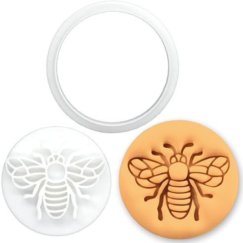 BAKERLOGY Realistic Bee Mini Cookie Cutter & Stamp – Botanical Baking Tool for Spring Garden & Nature-Themed Treats