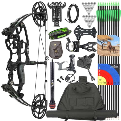 Poearcus Dual-Use-Compoundbogen 30–70 lbs Bogenschießbogen mit Kugel- und Pfeilset für Outdoor-Schießen, Jagd und Zielübungen (Schwarz)