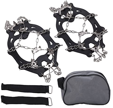 Baxnore 19 Zähne Schnee-EIS-Stollen, Schneegriffe, GEH-Traktionsspikes für Schuhe, Wandern, Spazierengehen, Bergsteigen, Edelstahl-Gummi-Leinwand für Outdoor-Aktivitäten (XL)