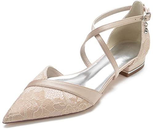 HFWXYSA Scarpe Sposa Donna Punta Affusolata Pizzo Ballerine Basse