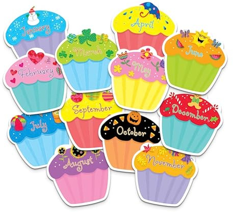 Creative Teaching Press Cupcake Accents for Bulletin Boards & Classrooms, CTP 10” Jumbo Designer Cutouts, 12-Piece Set, Multicolor