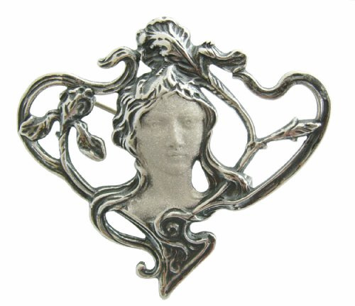 Anhaenger Brosche Antlitz im Stil Mucha 925 Silber