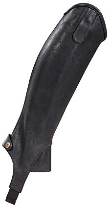 HORZE Desta synthetische Halb-Chaps Reiten Damen und Mädchen Lehrgänge, Training oder Turnier, schwarz, elastische Stege, Schwarz, XS