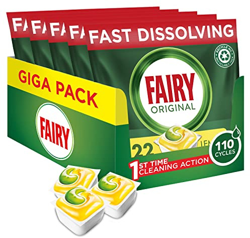 Fairy Original All In One Dishwasher Tablets, Lemon, 110 Capsules