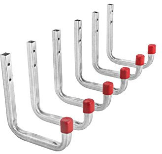 Gedotec gancio da parete porta attrezzi da officina e garage da avvitare | Gancio in metallo per impieghi gravosi 80 x 120 mm | Supporto per dispositivo per montaggio a parete | Portata gancio 30 kg