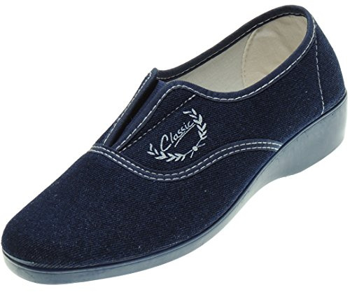 Alcalde 7000 Zapatilla Deportiva Aerobic Lona Mujer Cuña 3.8Cm Ajuste Elástico Empeine Piso Goma Antidelizante Tejano Talla 38