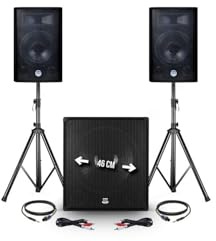 Pack Sono 2400W - 2 Enceintes 30cm/12 + Caisson 46cm/18 + Pieds + Câbles BM Sonic 1812